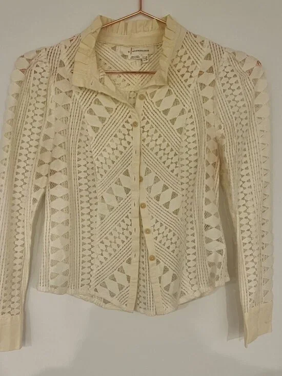 Anthropologie Lace Button Down Blouse - Picture 8 of 11